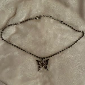 y2k silver chain butterfly necklace